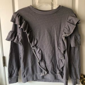 Grey ruffle crewnecks